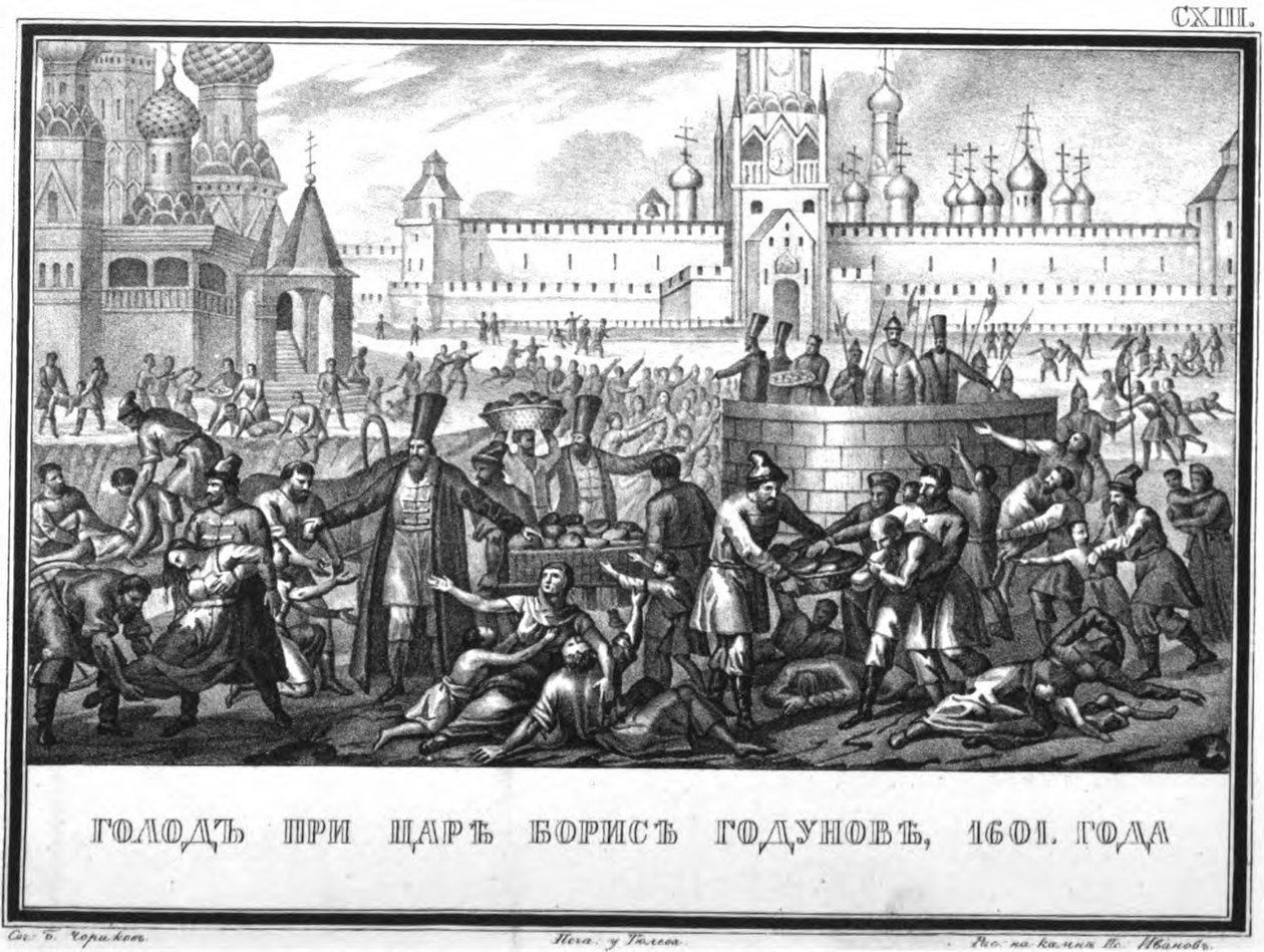 Hungersnød under Boris Godunovs regjeringstid fra Illustrated Karamzin, 1836 av Boris Artemyevich Chorikov
