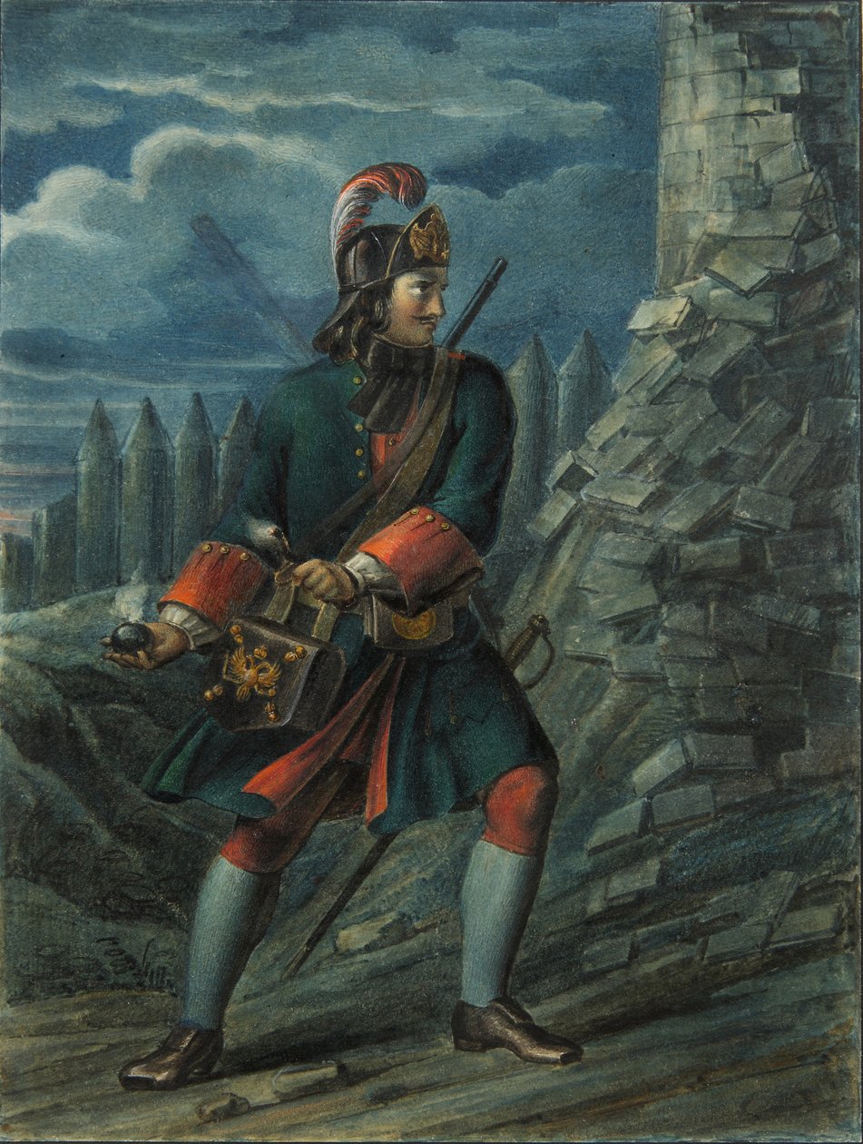 Grenader fra Preobrazhensky-regimentet i 1712, slutten av 1830-årene av Boris Artemyevich Chorikov