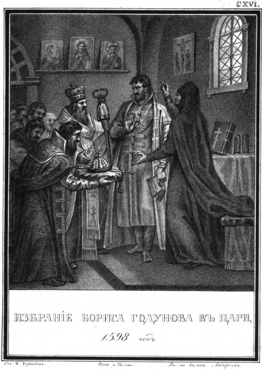 Valget av Boris Godunov til tsaren. 1598 Fra Illustrated Karamzin, 1836 av Boris Artemyevich Chorikov