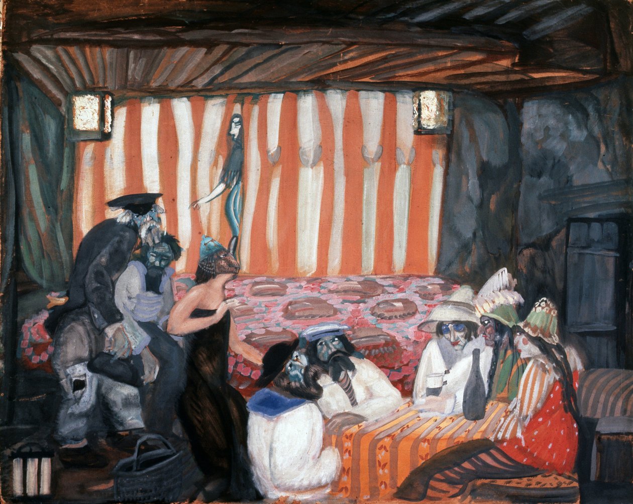 ""Cabaret"" Maleri av Boris Grigoriev (1886-1939) 1918 Privat samling av Boris Dmitrievich Grigoriev