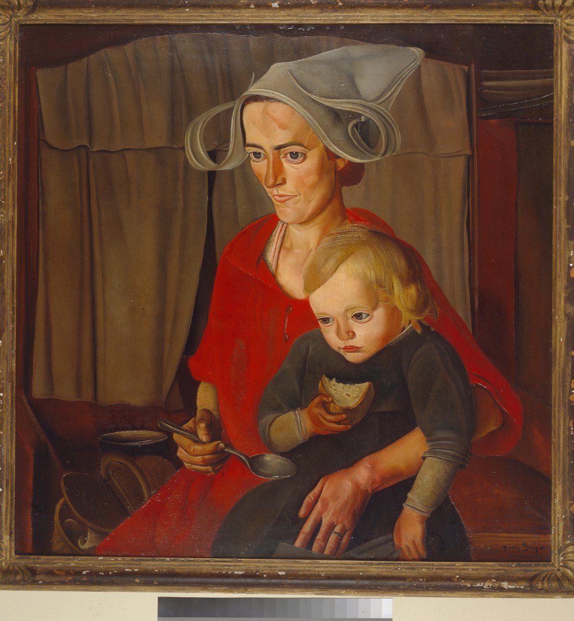 Fattigdom - Maleri av Boris Dmitryevich Grigoriev (1886-1939), olje på lerret (79x79 cm) av Boris Dmitrievich Grigoriev