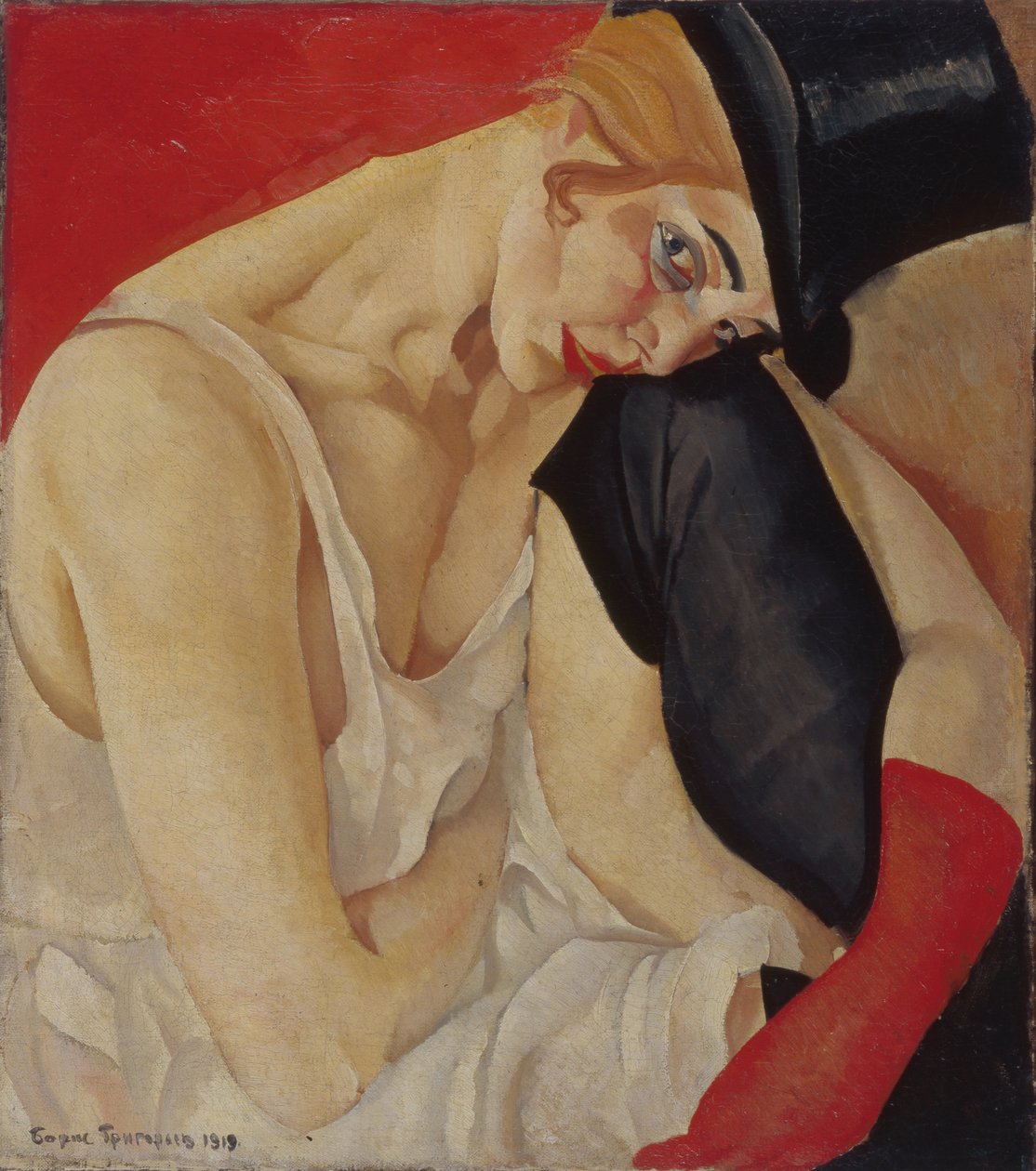 Lady in Top Hat, 1919 av Boris Dmitrievich Grigoriev