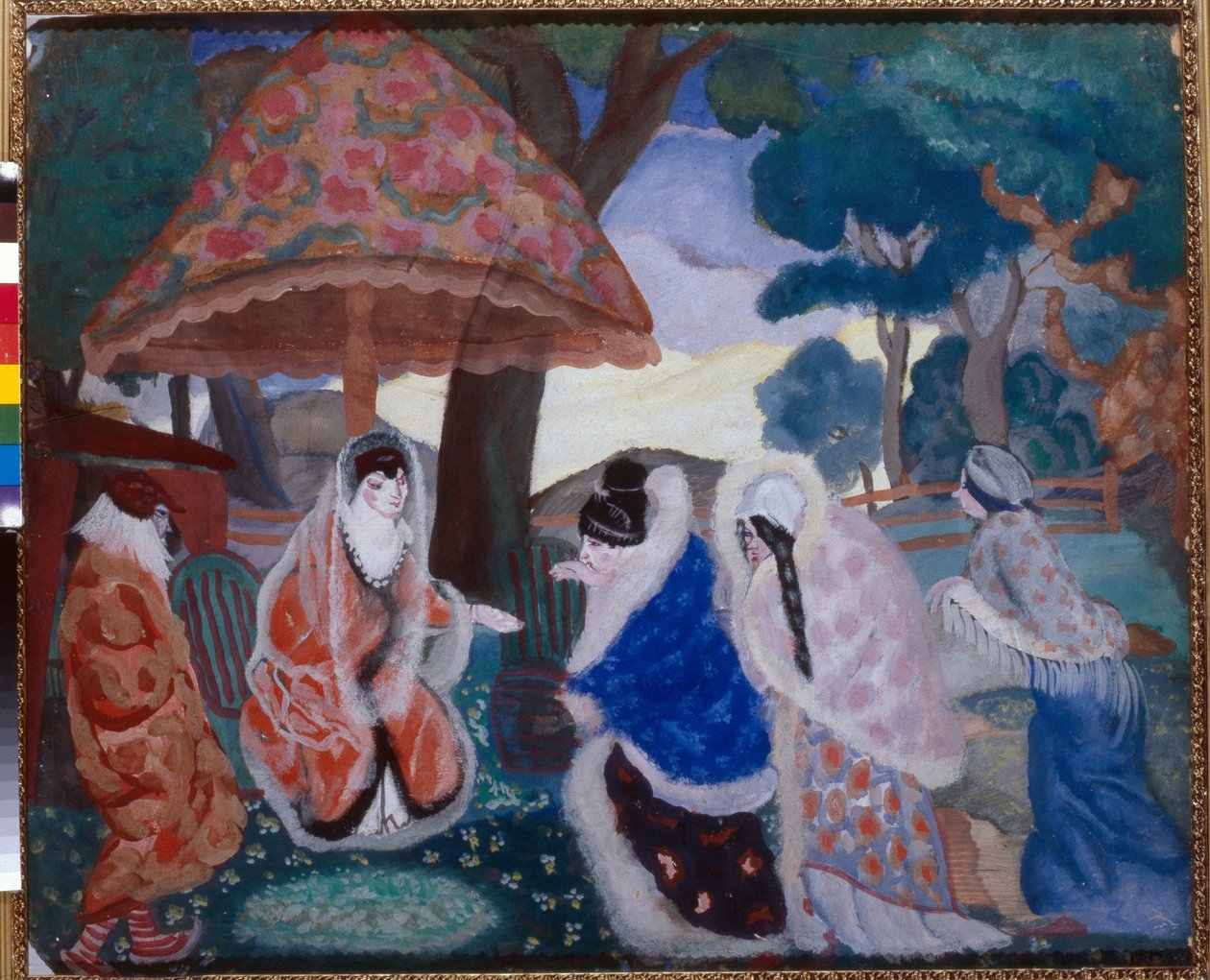 Greetings to the Newlyweds (Greeting the Newlyweds) - Maleri av Boris Dmitrievich Grigoriev (1886-1939) av Boris Dmitrievich Grigoriev