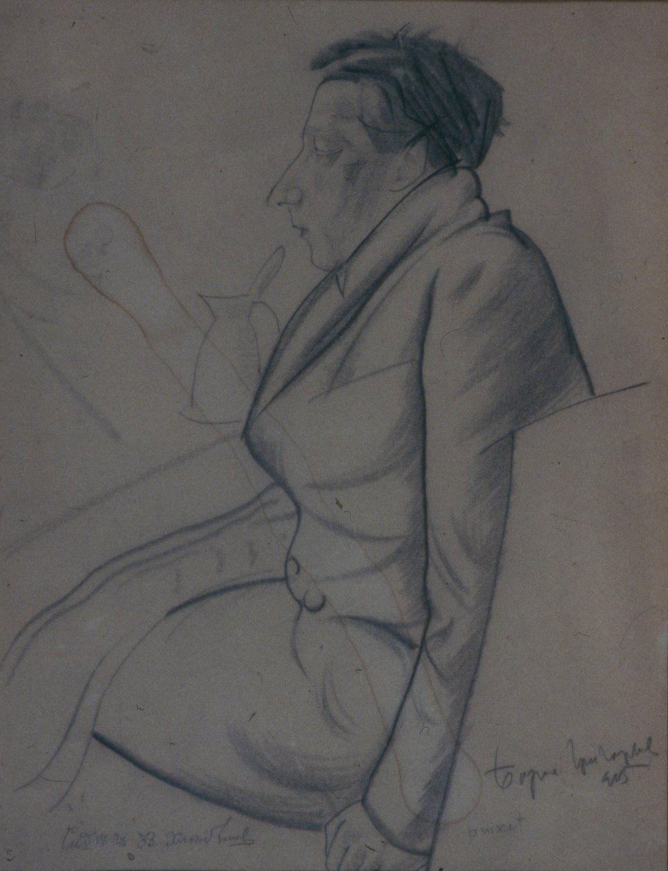Portrett av poeten Velimir Khlebnikov 1885-1922, 1915 av Boris Dmitrievich Grigoriev