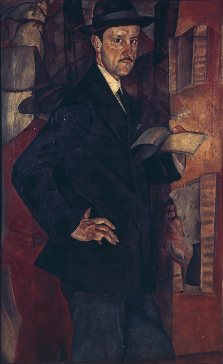 Portrett av kunstneren Mstislav Dobuzhinsky 1875-1957, 1917 av Boris Dmitrievich Grigoriev