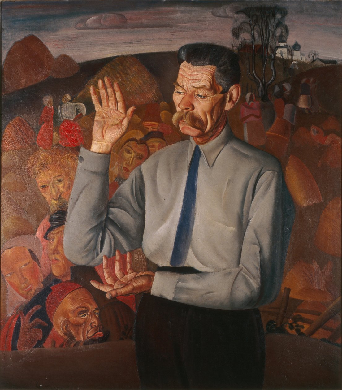 Portrett av forfatteren Maxim Gorky 1868-1939, 1926 av Boris Dmitrievich Grigoriev
