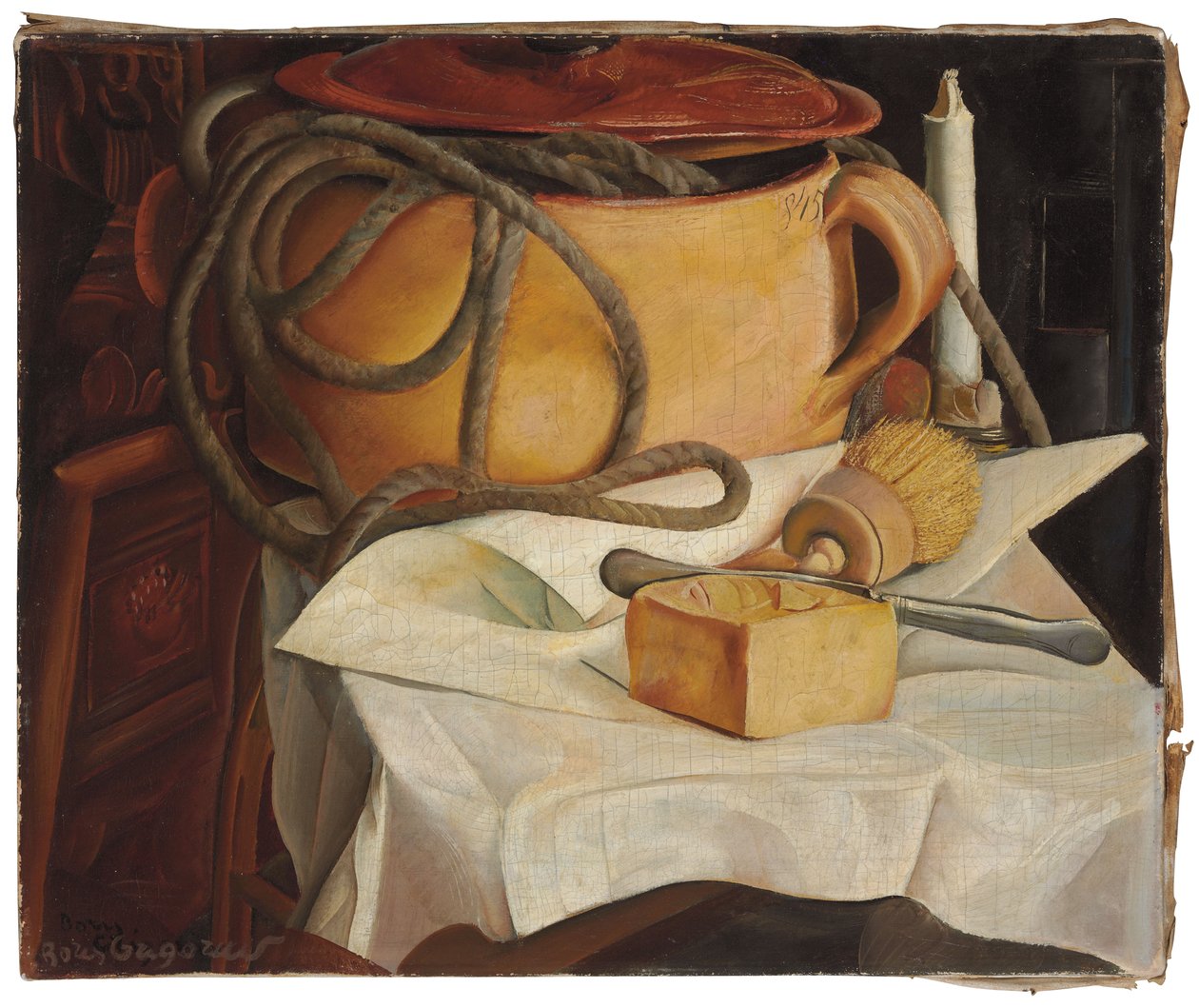 Stilleben med stearinlys av Boris Dmitrievich Grigoriev