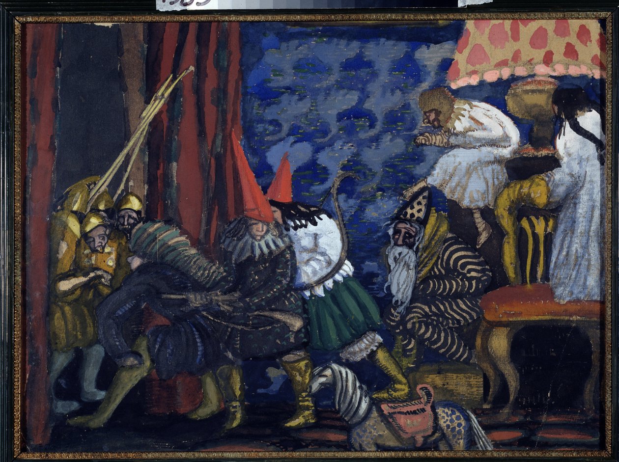 En båtmesse. Verk av Boris Dmitryevich Grigoriev (1886-1939), tempera på papp av Boris Dmitrievich Grigoriev