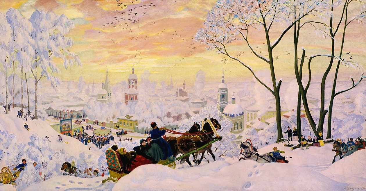Pannekake uke av Boris Mikhailovich Kustodiev