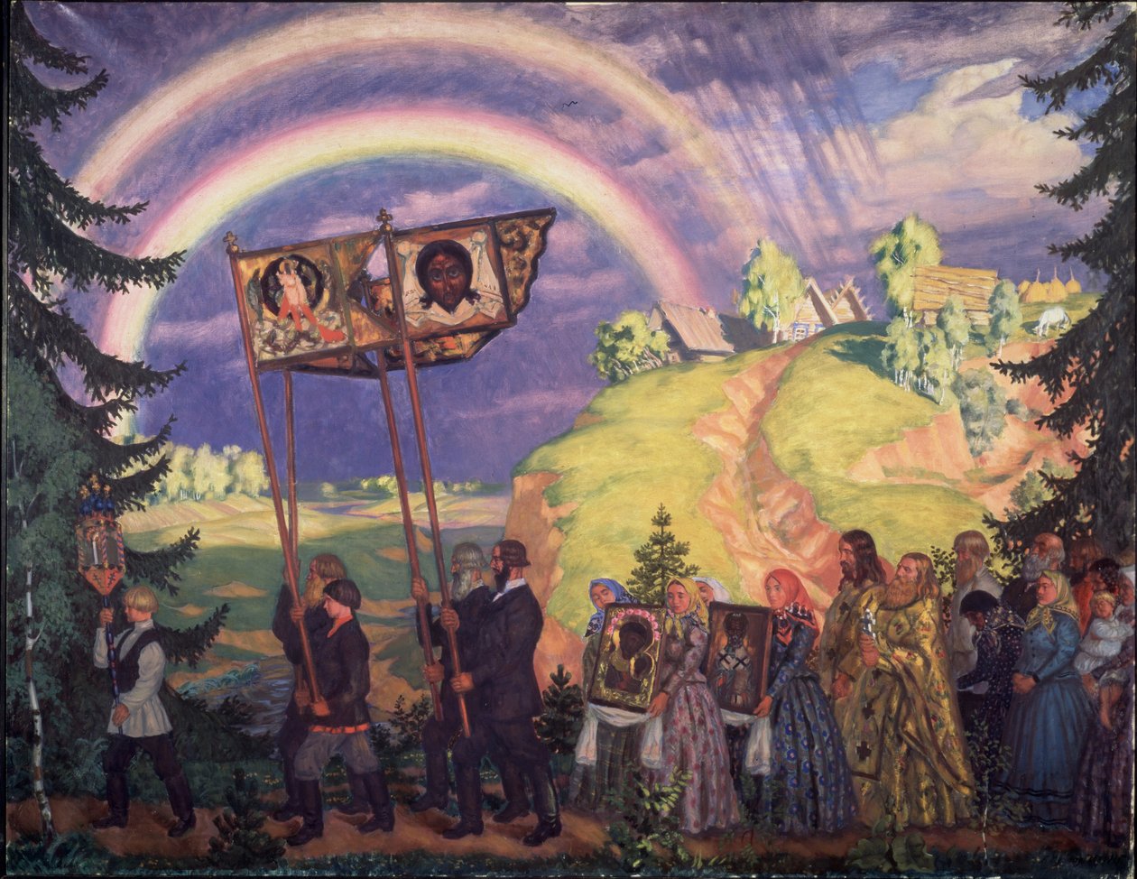 Påskeprosesjon, 1915 av Boris Mikhailovich Kustodiev