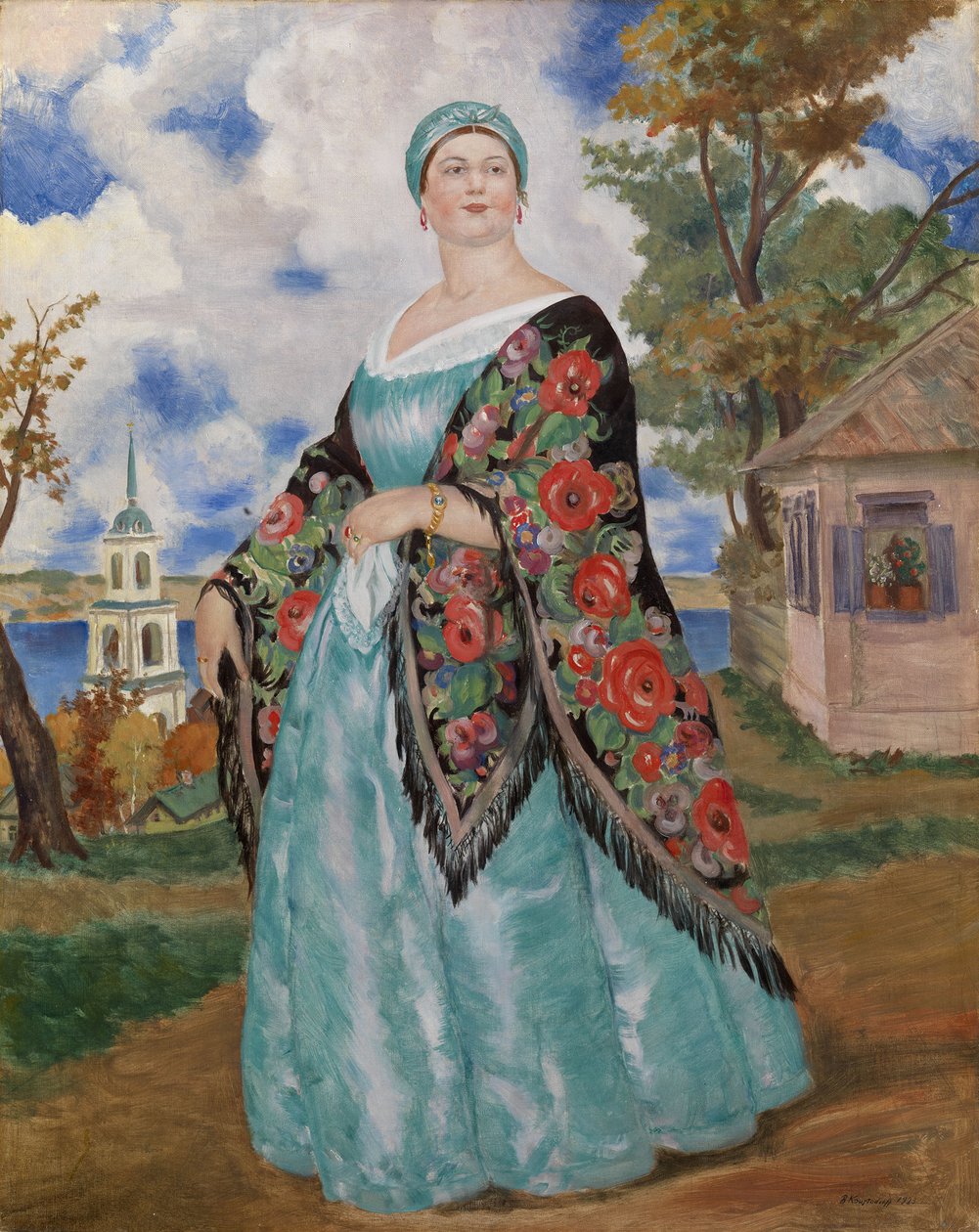 Kjøpmannskone, 1923 av Boris Mikhailovich Kustodiev