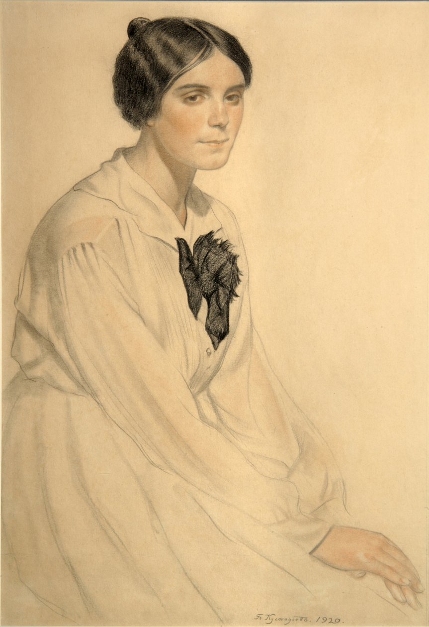 Portrett av Xenia Nikolaevna Semenova Skalova, 1920 av Boris Mikhailovich Kustodiev