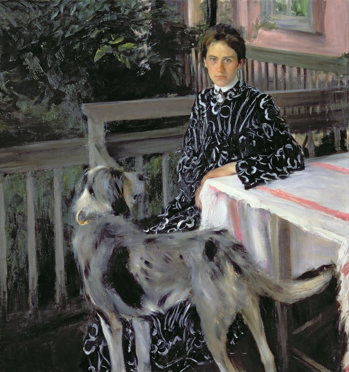 Portrett av Yulia Yevstafievna Kustodieva (1880-1942) kunstnerens kone, 1903 av Boris Mikhailovich Kustodiev