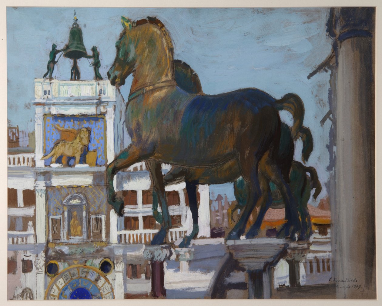 Hestene i San Marco, 1907 av Boris Mikhailovich Kustodiev