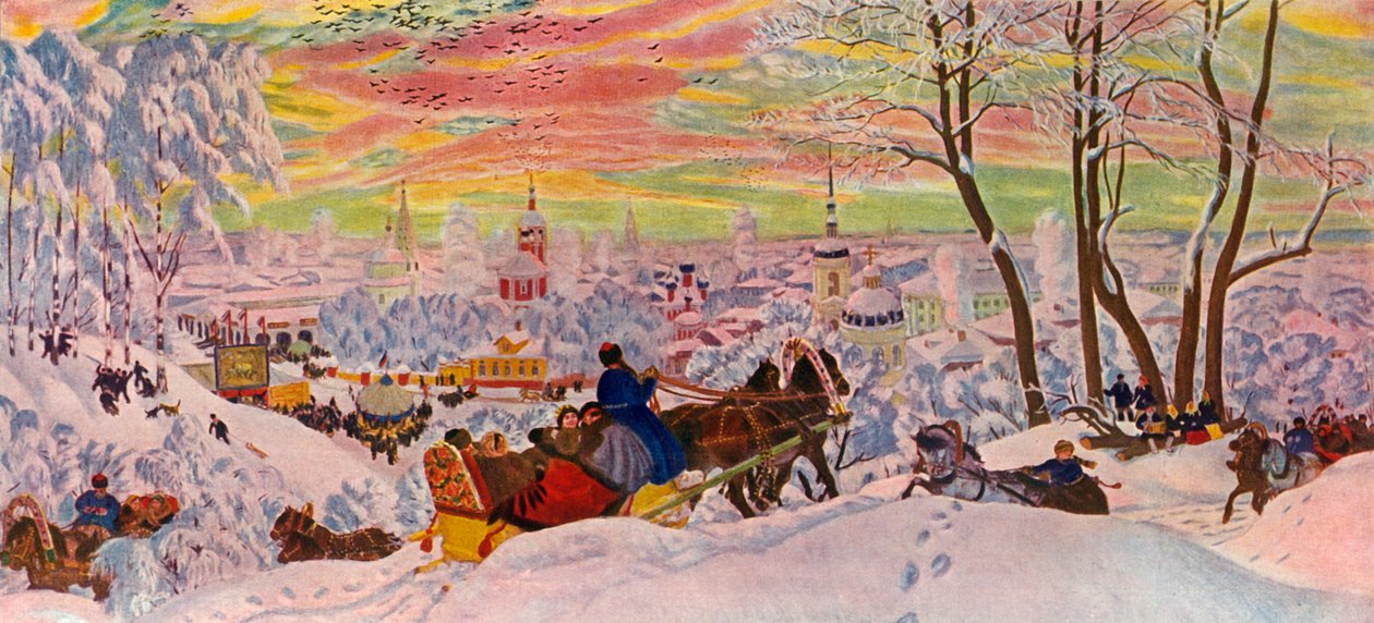 Fastelavn, 1916, 1939. av Boris Mikhailovich Kustodiev