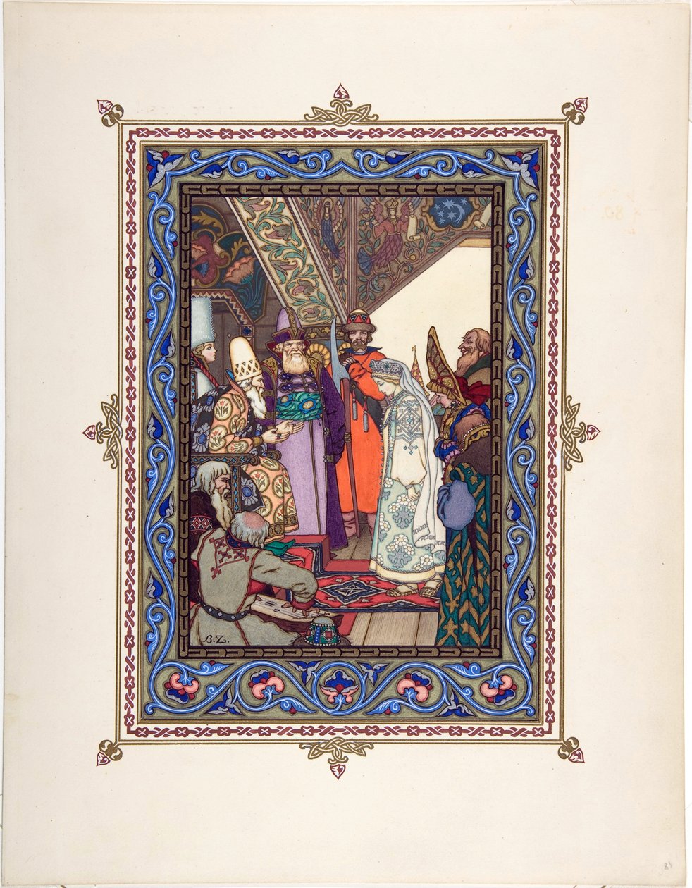Snegourotchka ( ou Snegourka, la Fille de neige) - Illustrasjon til eventyret Snegurochka par Zvorykin, Boris Vasilievich (1872-etter 1935), ca. 1925 - Fargelitografi, 27,3x20,5 - Privat samling av Boris Vasilievich Zvorykin