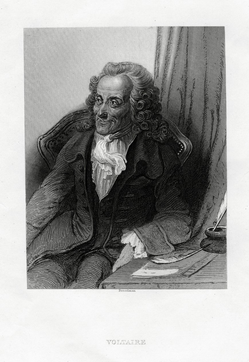 Voltaire , fransk opplysningsforfatter, essayist, deist og filosof, 1884 av Bosselman