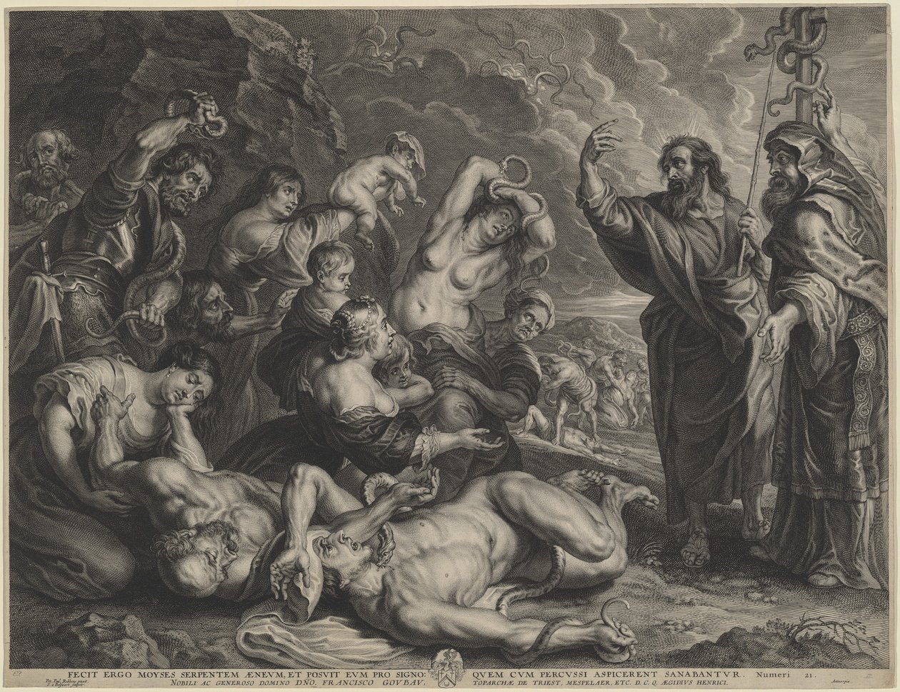 Moses og den skamløse slangen av Boëtius Adams Bolswert, after Sir Peter Paul Rubens