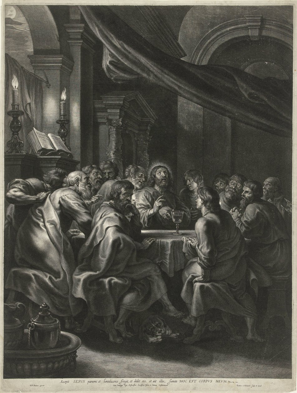 Kristus og apostlene ved det siste måltid av Boëtius Adamsz. Bolswert