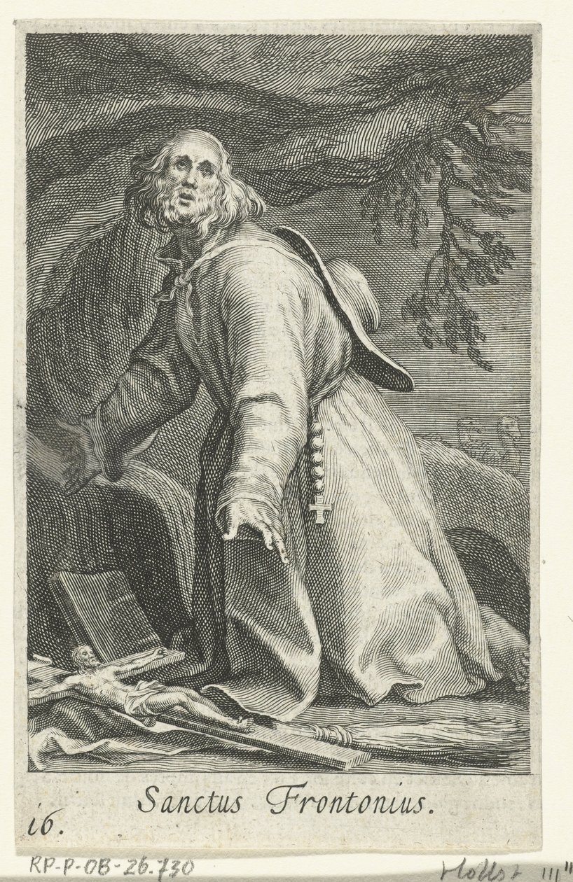 Hellige Frontonius av Egypt som eremitt Sanctus Frontonius (tittel på objekt) Eremitter (serietittel) Sacra eremvs ascetarvm (serietittel) av Boëtius Adamsz. Bolswert