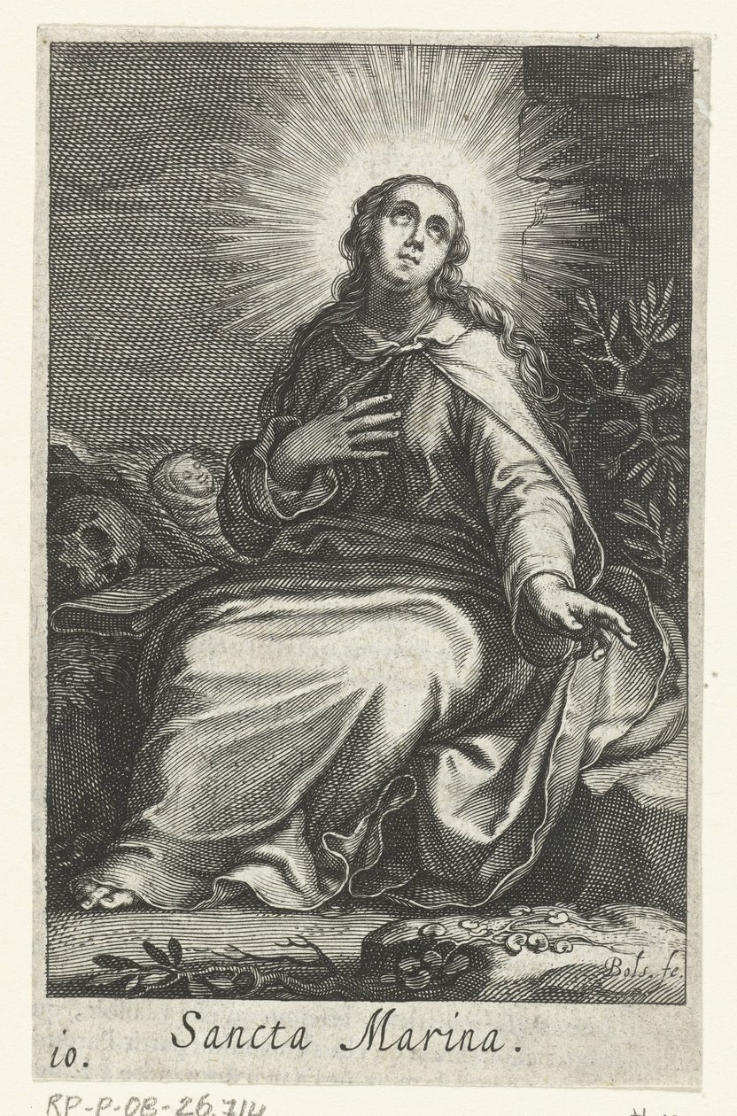 Saint Marina of Alexandria som eremittinne Sancta Marina (tittel på objekt) Eremittinner (serietittel) Sacra Eremus Ascetriarum (serietittel) av Boëtius Adamsz. Bolswert