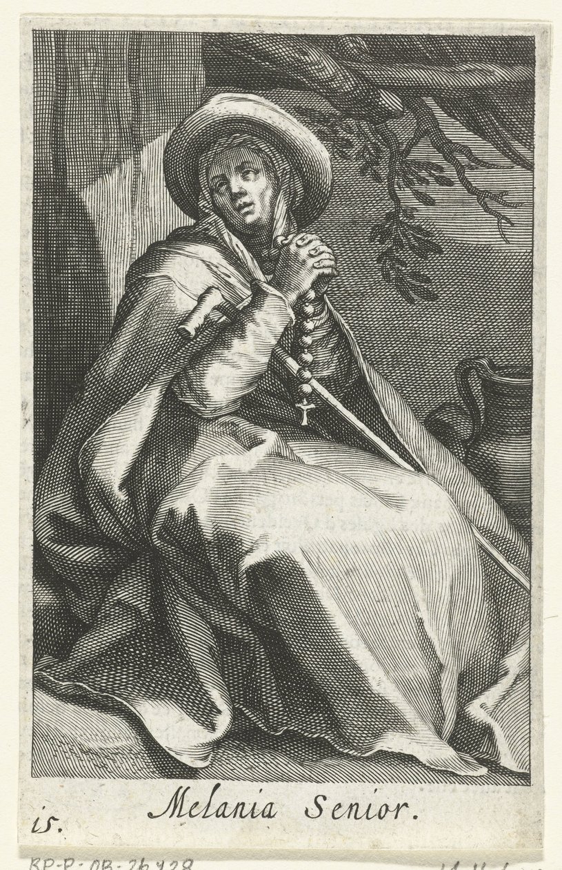 Den hellige Melania den eldre som eremittinne Melania Senior (tittel på objekt) Eremittinner (serietittel) Sacra Eremus Ascetriarum (serietittel) av Boëtius Adamsz. Bolswert