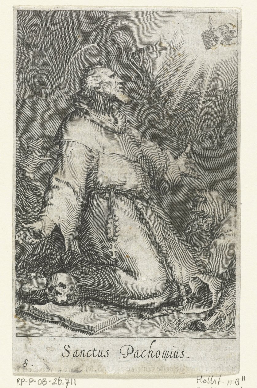 Saint Pachomius den eldste som eremitt-eremitter (serietittel) Sacra eremvs ascetarvm (serietittel) av Boëtius Adamsz. Bolswert