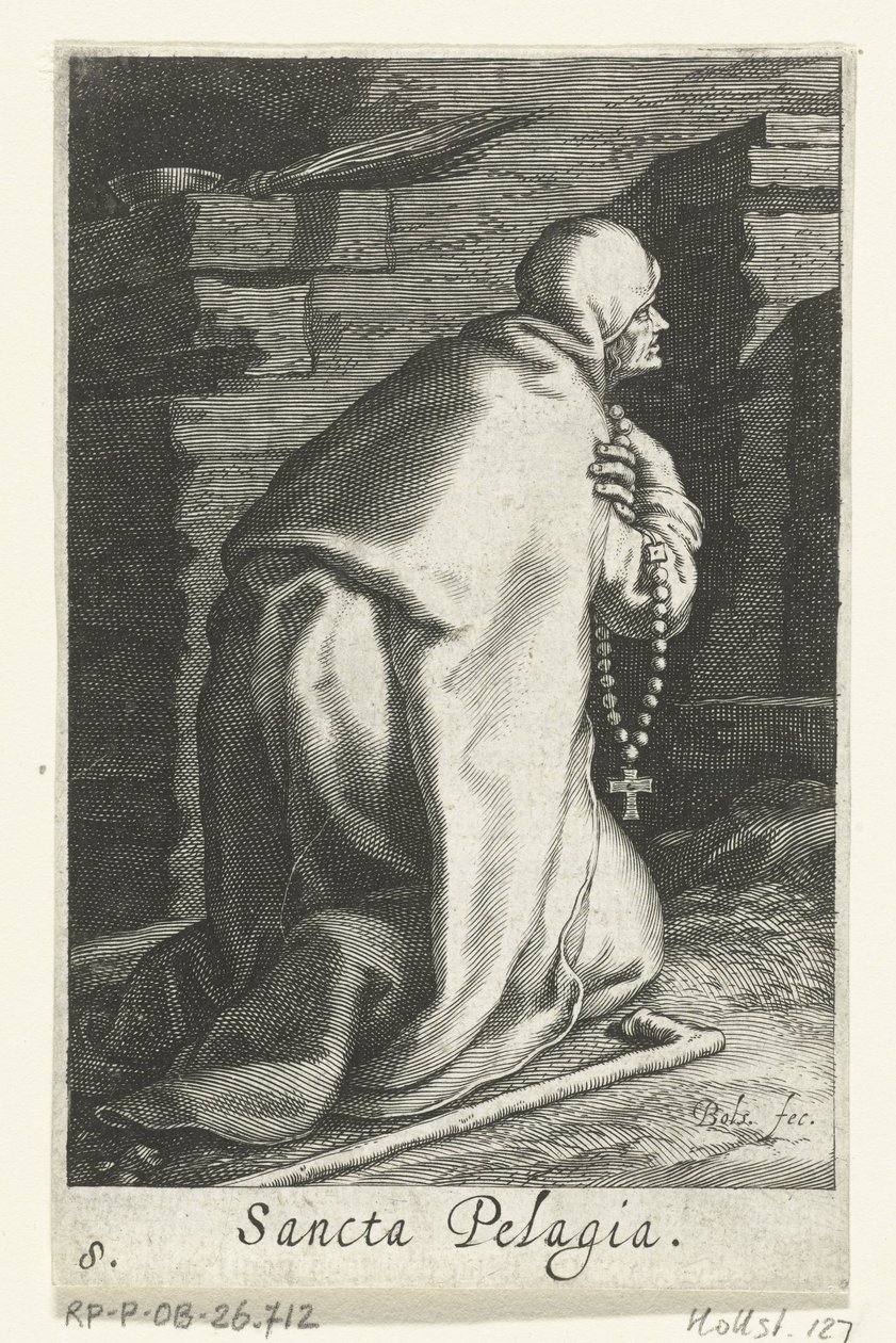 Saint Pelagia av Antiokia som eremittinne Sancta Pelagia (tittel på objekt) Eremittinner (serietittel) Sacra Eremus Ascetriarum (serietittel) av Boëtius Adamsz. Bolswert