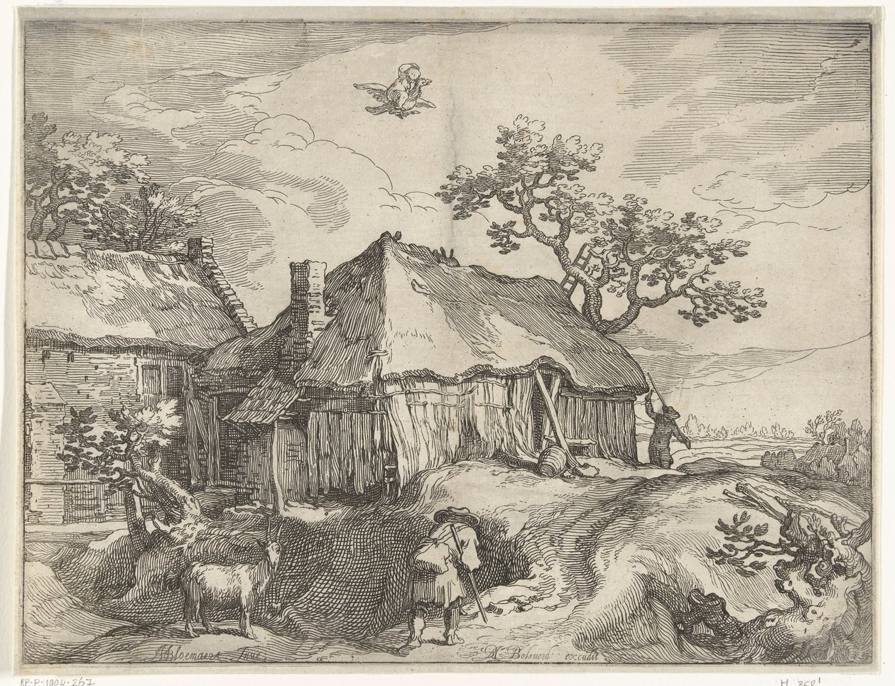 Landskap med gård og ran av Ganymedes Ansikter på landsbygda av Boëtius Adamsz. Bolswert