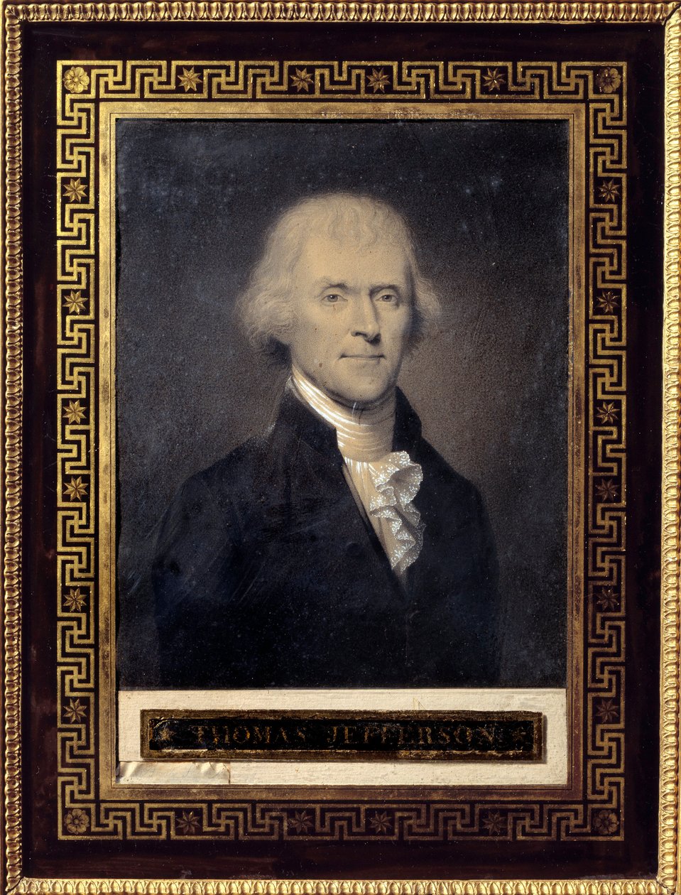 Portrett av Thomas Jefferson (1743-1826) USAs president fra 1801 til 1809 - Tegning av Bouch (1800-tallet), svart stein, kritttopp Dim: 0,25 x 0,20m - Malmaison, Musee Du Chateau - Portrett av Thomas Jefferson (1743-1826) - Tegning av Bouc av Bouch