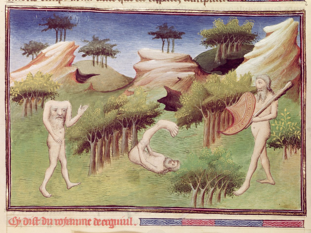 Ms 2810 f.29v, Monsters from the land of the Merkites, from the Book of the Wonders of the World, c.1410-12 (tempera on vellum) av Boucicaut Master