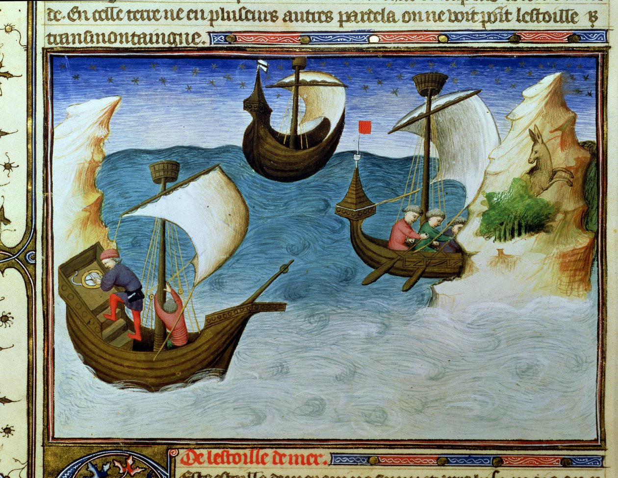 Fr 2810 f.188, navigatører som bruker en astrolabium i Det indiske hav, fra 