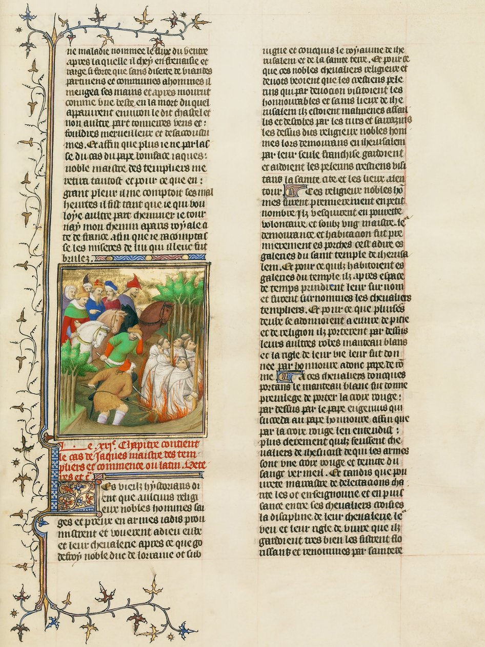 Tempelridderne brent i nærvær av Philip the Fair og hans hoffolk av Boucicaut Master