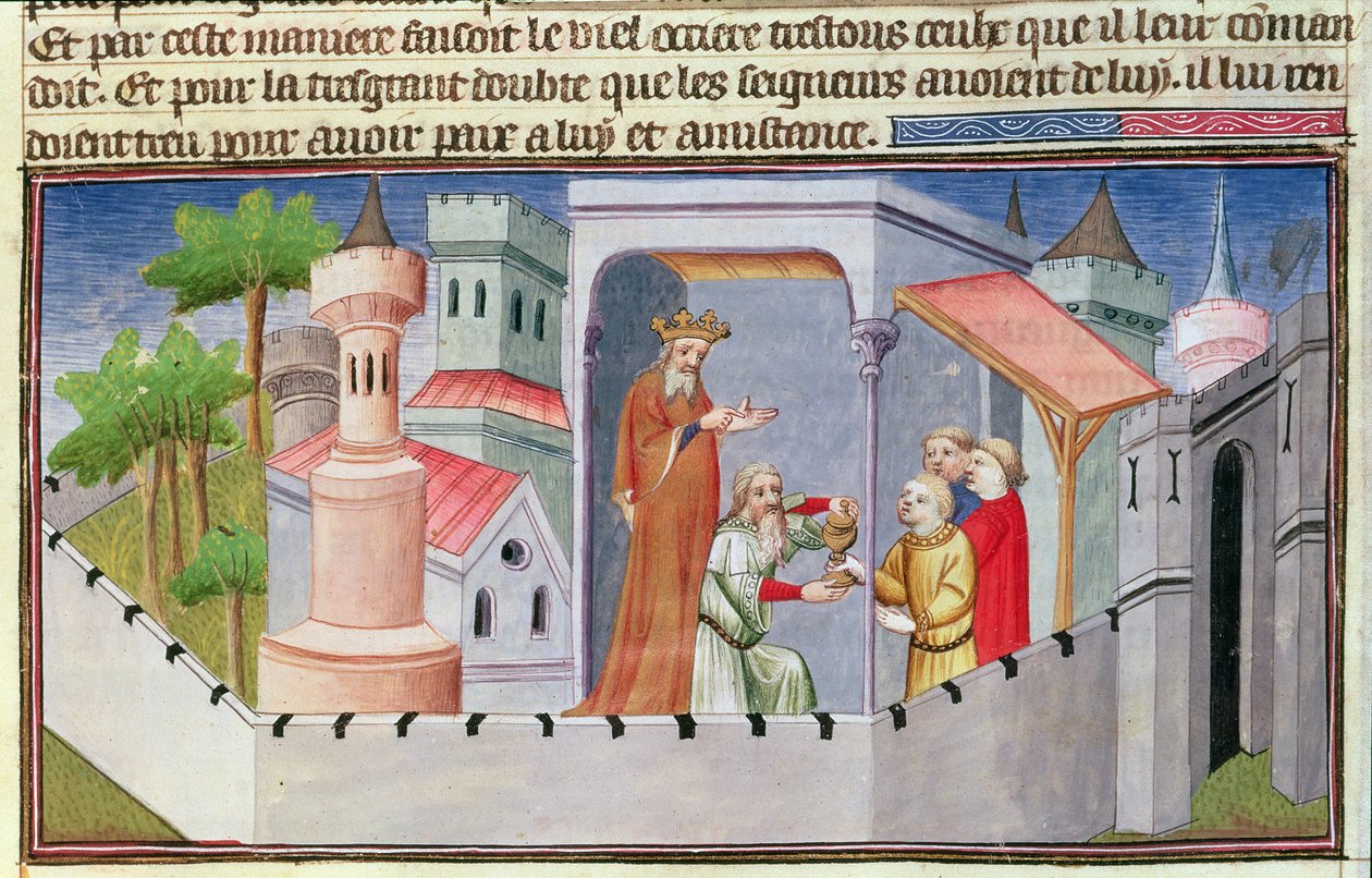 Fr 2810 f.17, Hassan i Sabbah leder innvielsene i Alamut og ga sine tilhengere dopet vin, fra 