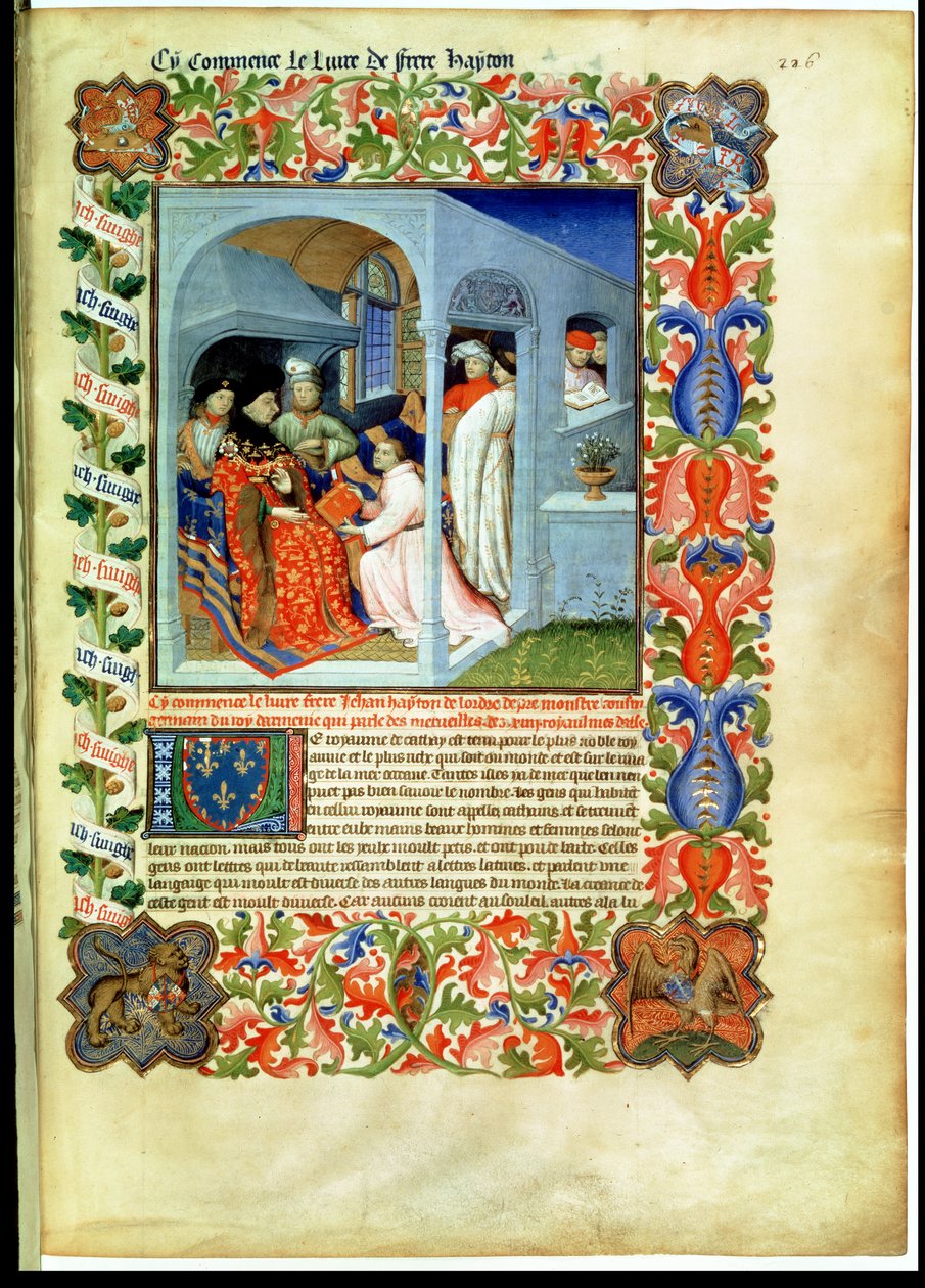 Fr 2810 f.226, bror Hayton presenterer sin bok til Jean Sans Peur, fra 