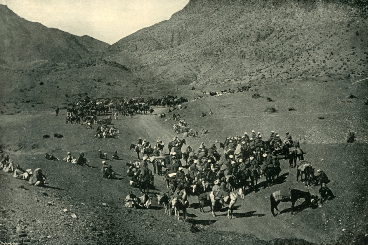 Caravan passerer gjennom Khyber-passet, 1901. av Bourne and Shepherd