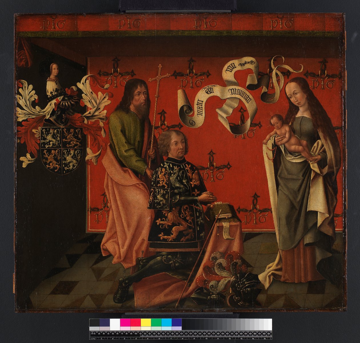 Portrett av Chevalier Philip Hinckaert og St. Filip apostelen, før jomfruen og barnet, ca. 1494-1505 av Brabant School