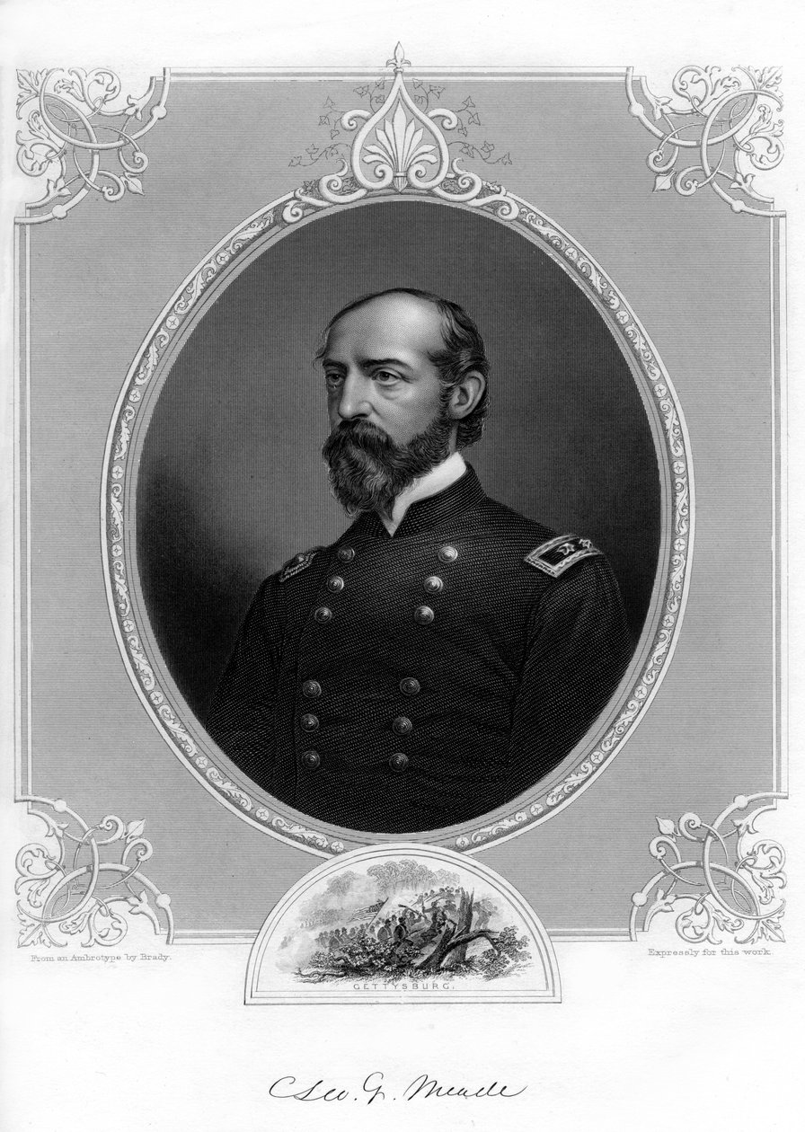 General George Meade, offiser og sivilingeniør i den amerikanske hæren, 1862-1867. av Brady