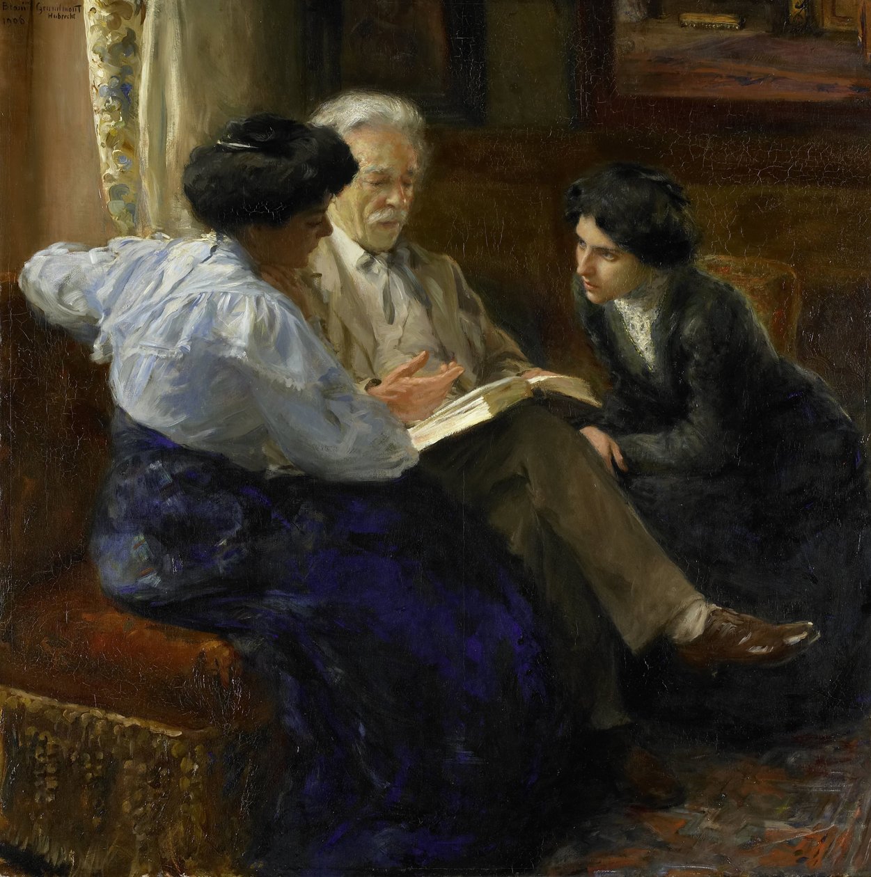 Alphons Marie Antoine Joseph Grandmont (1837-1909), kunstnerens andre ektemann, veileder to italienske jenter av Bramine Hubrecht
