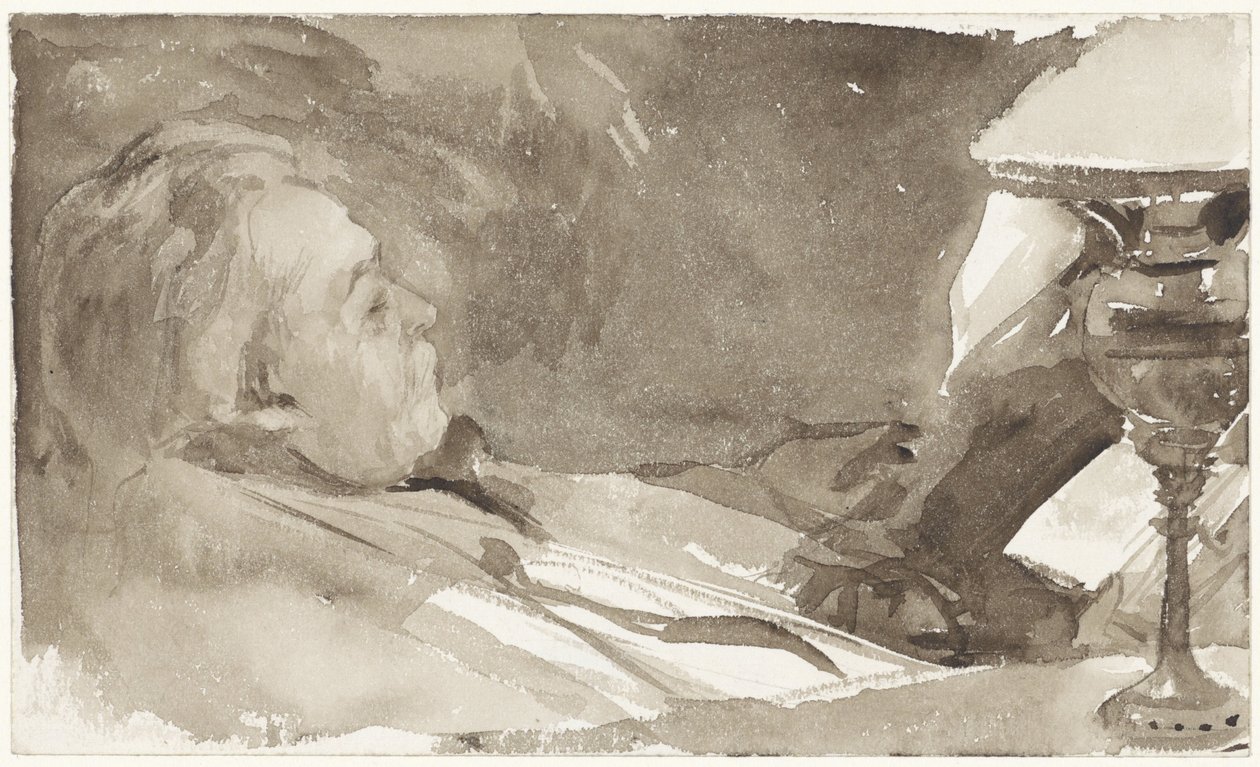 Portrett av Alphons Marie Antoine Joseph Grandmont, leser ved en lampe av Bramine Hubrecht