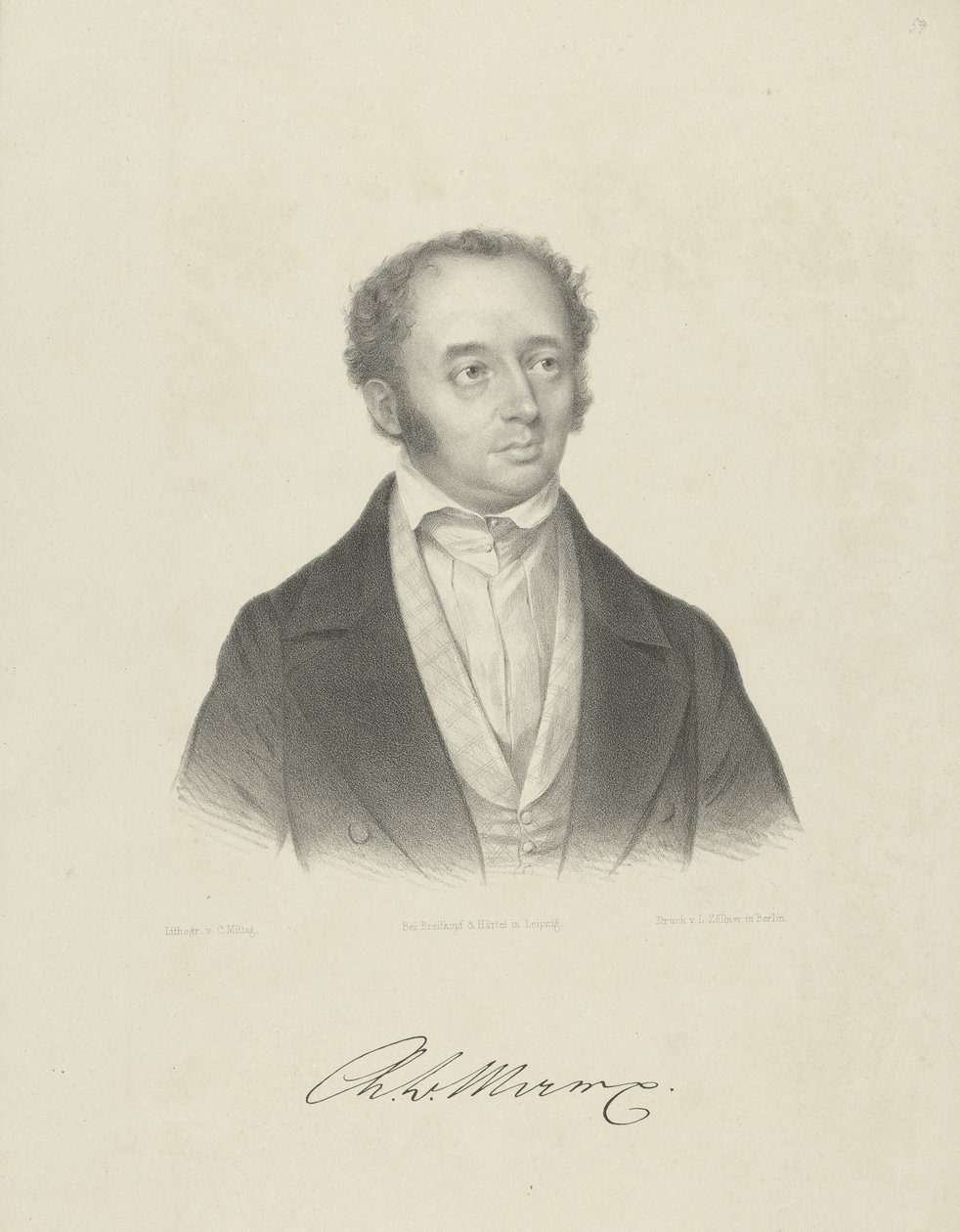 Portrett av Adolph Bernhard Marx 1795-1866, ca. 1830-1840. av Breitkopf and Härtel