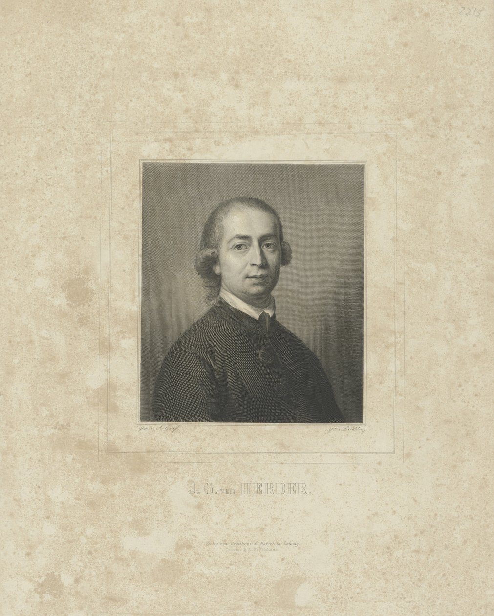 Portrett av Johann Gottfried von Herder 1744-1803, ca. 1830-1840. av Breitkopf and Härtel