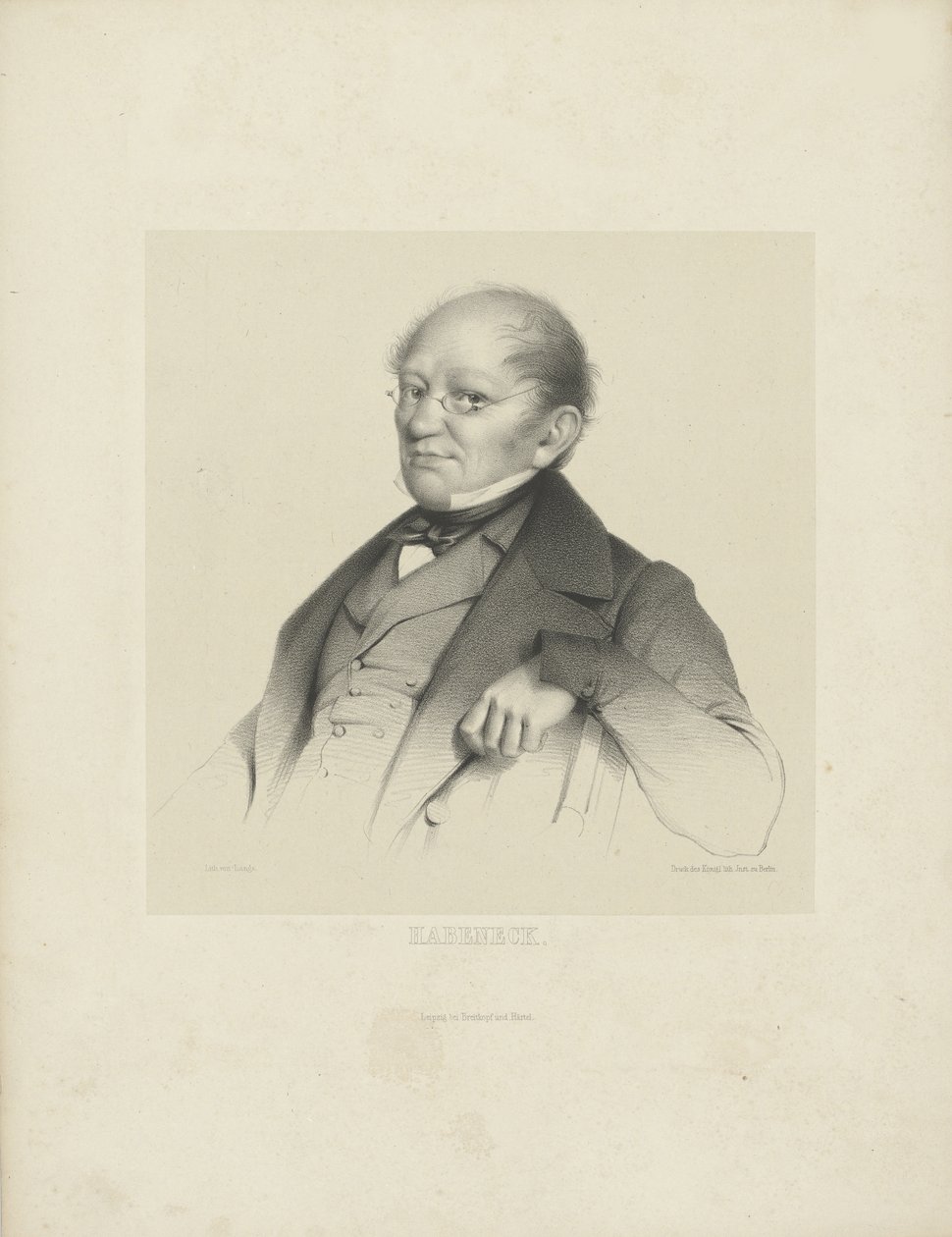 Portrett av komponisten François Antoine Habeneck 1781-1849, ca. 1840. av Breitkopf and Härtel