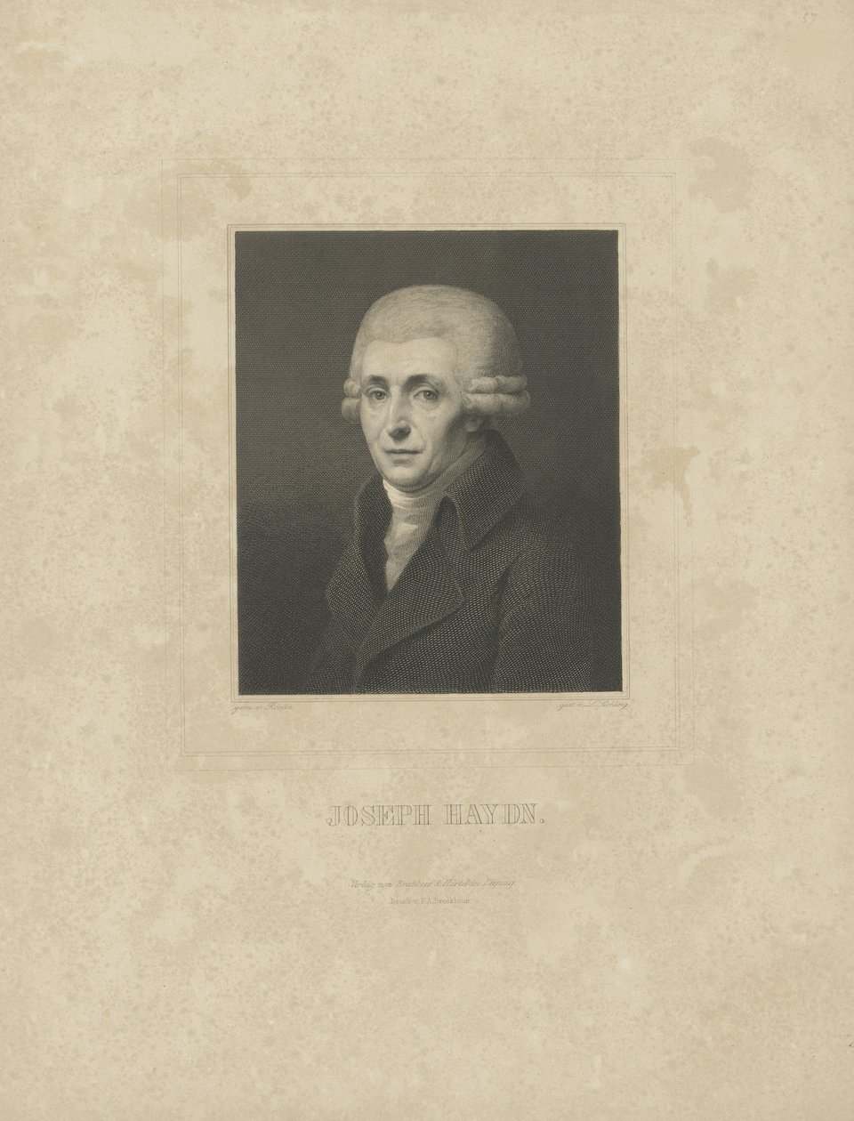 Portrett av komponisten Joseph Haydn 1732-1809, ca. 1827. av Breitkopf and Härtel