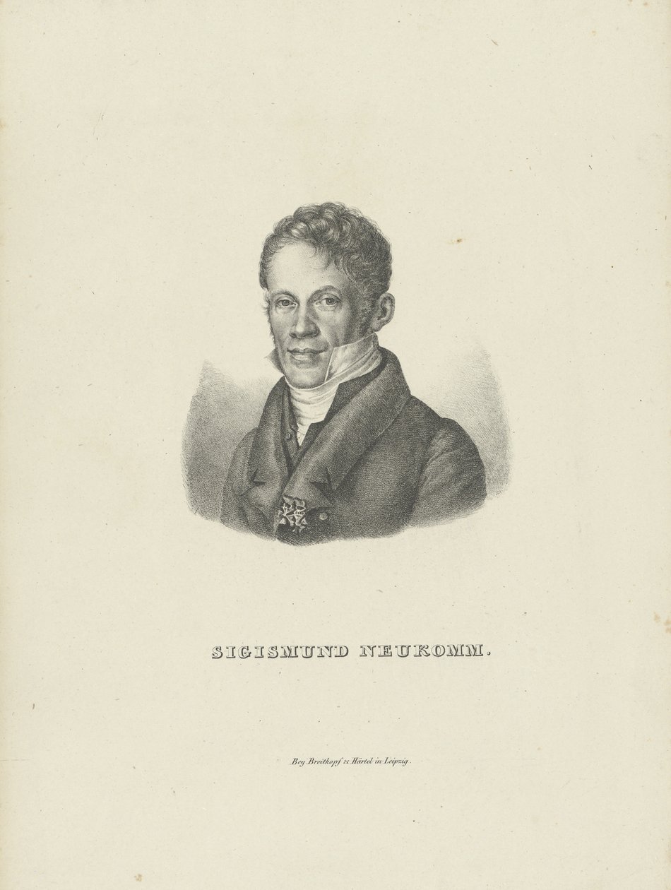 Portrett av pianisten og komponisten Sigismund von Neukomm 1778-1858, ca. 1830. av Breitkopf and Härtel