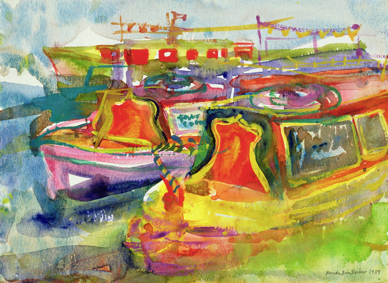 Canal Boats, 1989 (wc på papir) av Brenda Brin Booker