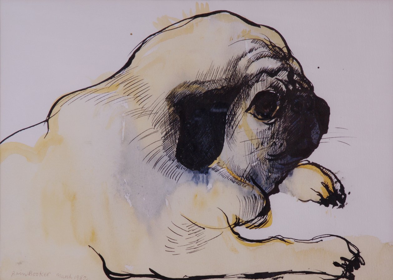 Hogarth, 1982 (penn og blekk med wc på papir) av Brenda Brin Booker