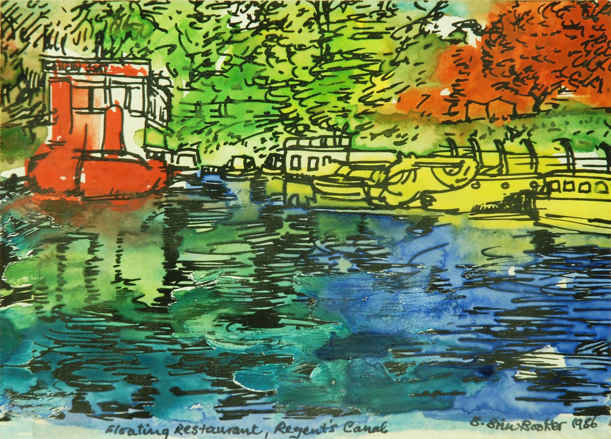 The Floating Restaurant (akvarell på papir) av Brenda Brin Booker