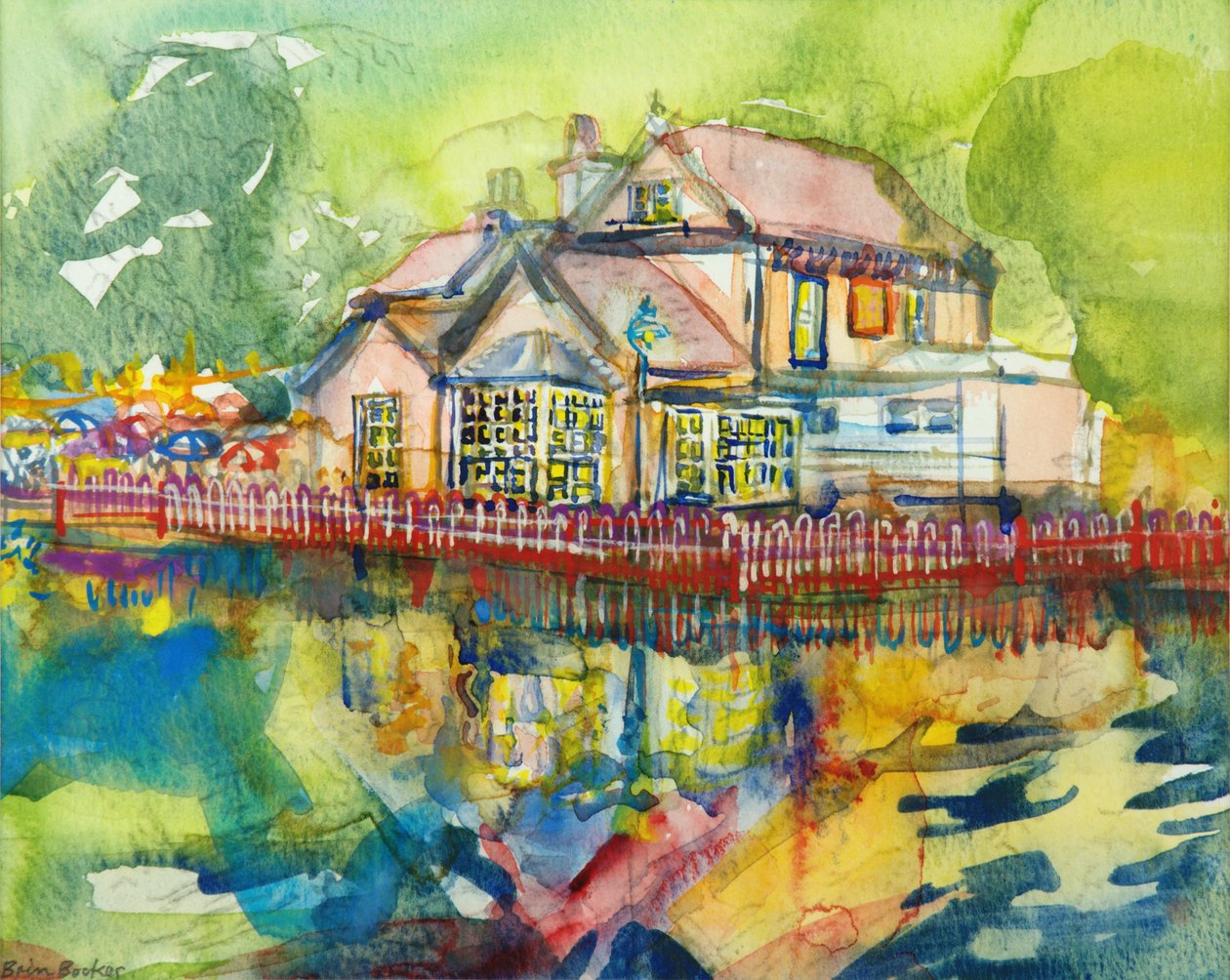 Waterside Tavern (wc på papir) av Brenda Brin Booker