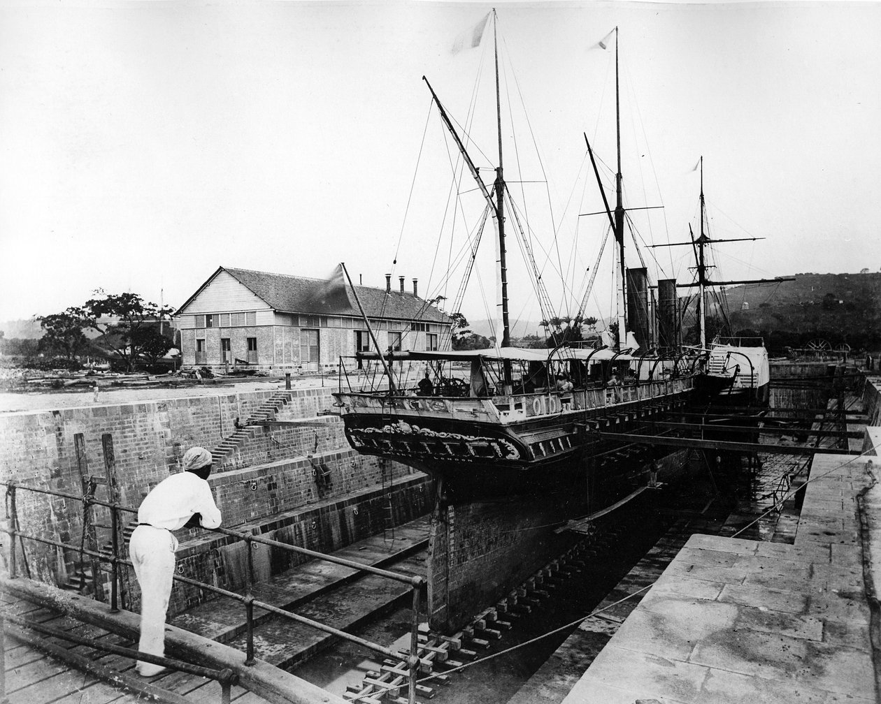 Padle Steamer i en tørrhavn i Vestindia, ca. 1880-tallet av British Photographer